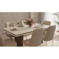 Masă pentru bucătărie Moda Life Linen 180x100x76 White/Brown imaginea #4 — magazin online Desire.md