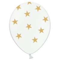 Balon PartyDeco 30cm White With Stars  (SB14P-257-008)