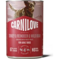 Hrană umedă pentru câini Carnilove Paté Adult Dogs Turkey & Reindeer & Wildboar 400g
