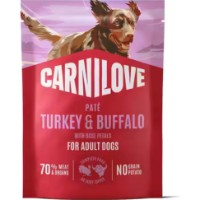 Hrană umedă pentru câini Carnilove Paté Turkey & Buffalo with Rose Petals 300g