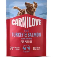 Hrană umedă pentru câini Carnilove Paté Turkey & Salmon with Blueberries for Puppies 300g