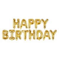Balon PartyDeco Happy Birthday 340x35cm Gold (FB6M-019)
