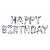 Balon PartyDeco Happy Birthday 340x35cm Silver (FB6M-018)