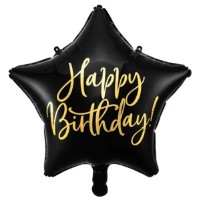 Balon PartyDeco Happy Birthday 40cm Black (FB93-010)