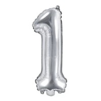 Воздушный шар PartyDeco Number 1 35cm Silver (FB10M-1-018)