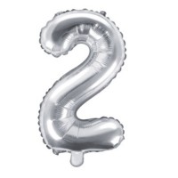 Balon PartyDeco Number 2 35cm Silver (FB10M-2-018)