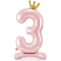 Balon PartyDeco Number 3 84cm Light Pink (FB126M-3-081J)