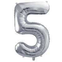 Balon PartyDeco Number 5 86cm Silver (FB1M-5-018)