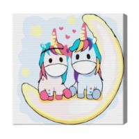 Tablou pe numere Art Gallery Premium Unicorni pe lună 20x20cm (BX3034)