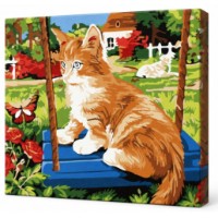 Tablou pe numere Art Gallery Premium Pisicuta pe leagan 20x30cm (CX3625)