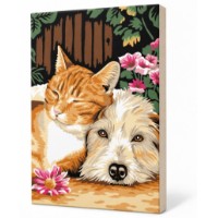 Tablou pe numere Art Gallery Premium Pisica si catel 20x30cm (CX3758)