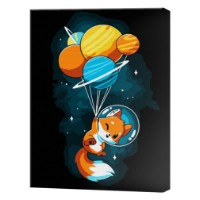 Tablou pe numere Art Gallery Premium Vulpea pe baloane-planete 20x30cm (CX4809)
