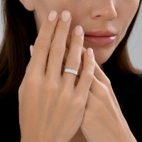 Inel din aur alb cu zirconii Diamant 019601-3 s.17 1,59g imaginea #3 — magazin online Desire.md