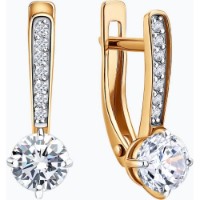 Cercei din aur cu zirconii Diamant 0201045  2,11g imaginea #3 — magazin online Desire.md