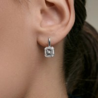 Cercei din aur alb cu diamante Diamant 1022610-3 3g imaginea #3 — magazin online Desire.md