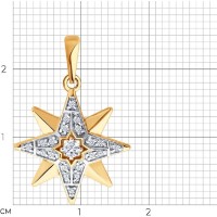 Подвеска из золота с фианитами Diamant 51-130-02977-1  1,64g фото №3 — интернет-магазин Desire.md