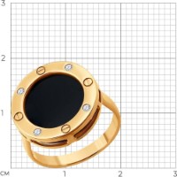 Кольцо из золота с агатом и фианитами Diamant 51-310-02657-1 s.18 4,02g фото №4 — интернет-магазин Desire.md