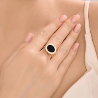 Кольцо из золота с агатом и фианитами Diamant 51-310-02657-1 s.18 4,02g фото №5 — интернет-магазин Desire.md