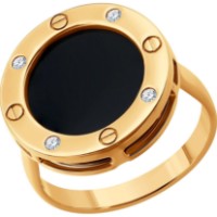 Кольцо из золота с агатом и фианитами Diamant 51-310-02657-1 s.18 4,02g