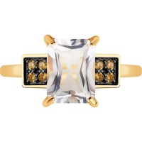 Кольцо из золота с горным хрусталем и фианитами Diamant 51-310-02948-1 s.17,5 2,07g фото №5 — интернет-магазин Desire.md