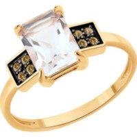 Кольцо из золота с горным хрусталем и фианитами Diamant 51-310-02948-1 s.17,5 2,07g