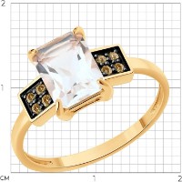 Кольцо из золота с горным хрусталем и фианитами Diamant 51-310-02948-1 s.17,5 2,07g фото №3 — интернет-магазин Desire.md