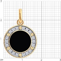 Подвеска из золота с агатом и фианитами Diamant 51-330-02989-1  3,16g фото №2 — интернет-магазин Desire.md