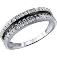 Inel din aur alb cu diamante negre Diamant 7010167-3-5 s.17 2,09g
