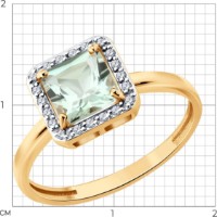 Кольцо из золота с бриллиантами и празиолитом Diamant 71-00487 s.17 1,67g фото №2 — интернет-магазин Desire.md