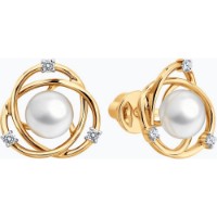 Cercei din aur cu perle si zirconii Diamant 792502  2,86g imaginea #4 — magazin online Desire.md