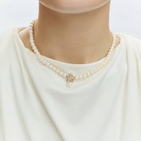 Colier din aur cu perle și zirconii Diamant 797127 s.38\43 2,54g imaginea #4 — magazin online Desire.md