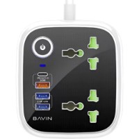 Сетевой фильтр Bavin Power Socket 3 Outlets + 1 Type-C + 3 USB Black 1.5m (PC830Y)