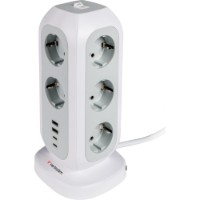 Сетевой фильтр Verbatim Multi Plug Power Tower Grey/White (49547)