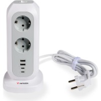Сетевой фильтр Verbatim Multi Plug Power Tower Grey/White (49547) фото №2 — интернет-магазин Desire.md