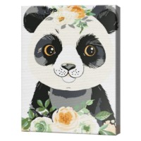 Tablou pe numere Art Gallery Premium Panda printre flori 20x30cm (CX4931)
