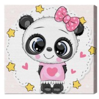 Tablou pe numere Art Gallery Premium Panda cu inimioară 20x20cm (BX2879)