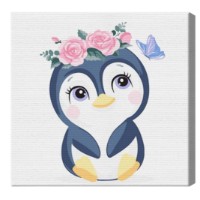 Tablou pe numere Art Gallery Premium Пингвинчик в цветах 20x20cm (BX3027)
