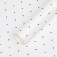Hârtie coreană New World Polka Dot 58x58cm 062 White&Gold 20pcs