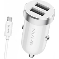 Încărcător auto Bavin Car Charger Dual + Micro-USB White (PC862MIWH)
