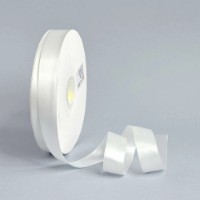 Panglică din satin cu doua fete Ding Xin 2.5cm White (#0000)