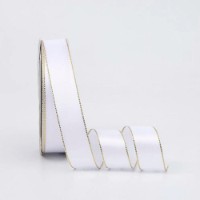 Лента атласная New World Golden Edge 2.5cm 111 White
