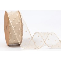 Panglică din organza Ding Xin Bubbles 4cm Beige (#243)