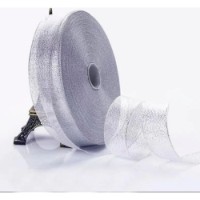 Panglică din organza Sinowrap Metallic 2.5cm Silver (#124)