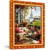 Mozaic cu diamante Art Gallery Premium Balcony with a View of the Eiffel Tower 40x50cm (GA88706)