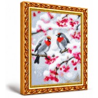 Mozaic cu diamante Art Gallery Premium Birds on a Snow-Covered Rowan Tree 30x40cm (GB88678)