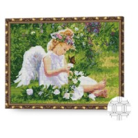 Mozaic cu diamante Art Gallery Premium Blonde Angel with a Butterfly 40x50cm (QB200489)