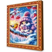 Mozaic cu diamante Art Gallery Premium Bunny and Bird on a Winter Branch 20x30cm (JS19924)