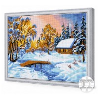 Mozaic cu diamante Art Gallery Premium Cottage in the Winter Forest 40x50cm (QB202831)
