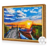 Mozaic cu diamante Art Gallery Premium Dawn Over the Lake 40x50cm (QB204649)