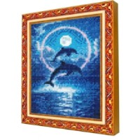 Алмазная мозаика Art Gallery Premium Dolphins in the Full Moon 20x30cm (JS18117)